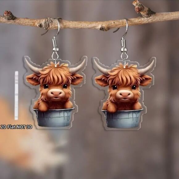 Adorable Cow Earrings - Choose Design from 6 Cute Farm Animal Acrylic Cows - Picture 9 of 10